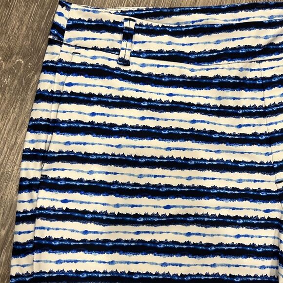 Spanx sunshine shorts in blue painted stripe 4”size XL - Picture 5 of 8